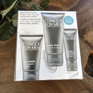 Clinique For Men Daily Age Repair Travel Set New Sealed Face Wash Shave Cream
